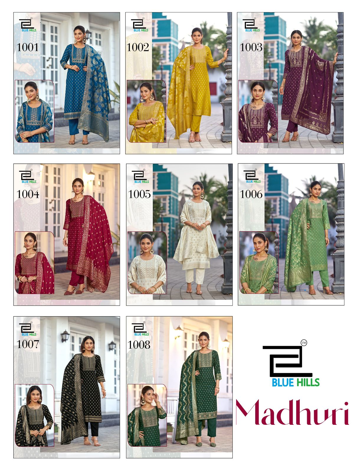 Madhuri Blue Hills Rayon 14Kg Readymade Pant Style Suits Wholesaler India
