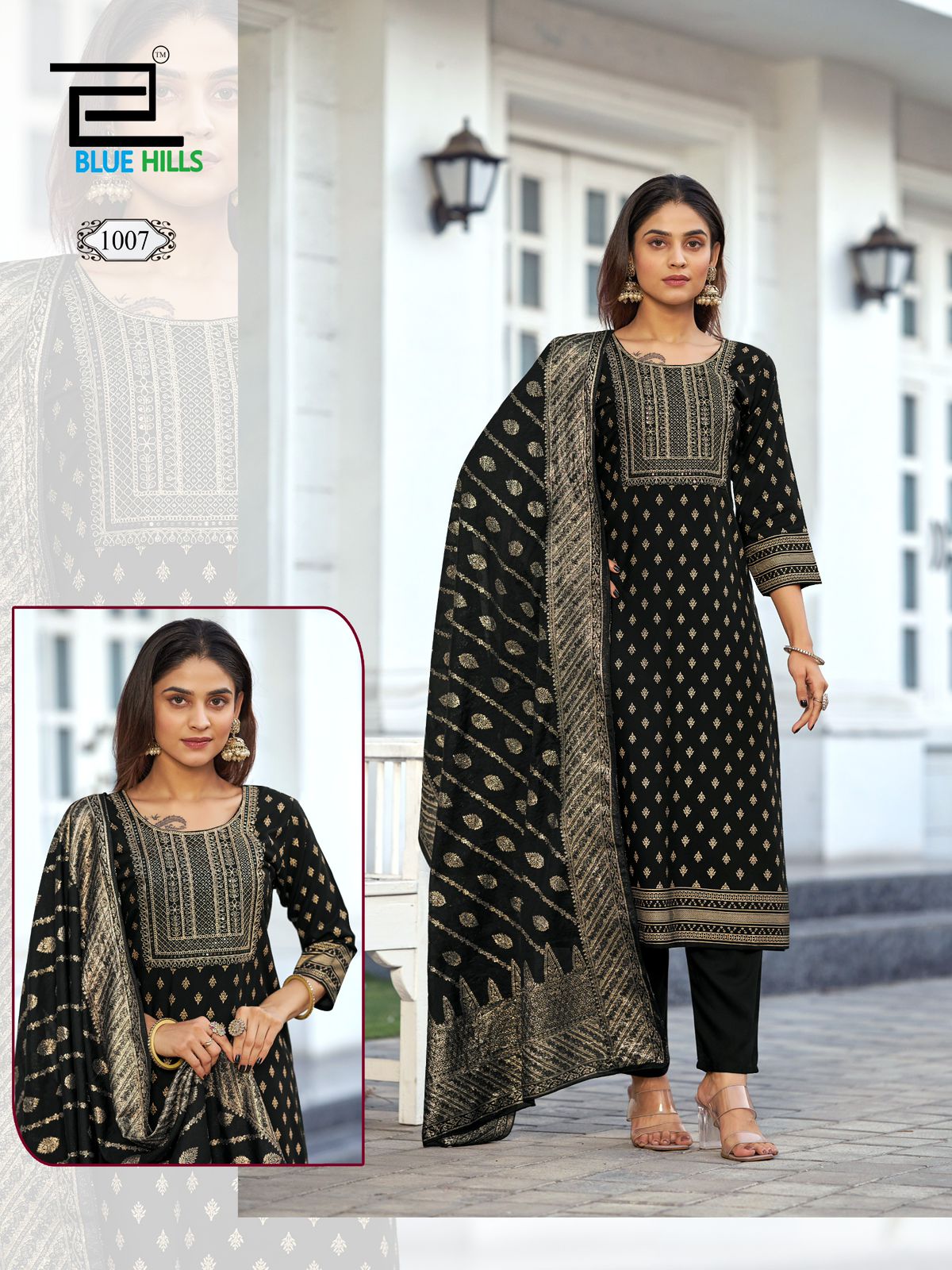 Madhuri Blue Hills Rayon 14Kg Readymade Pant Style Suits Wholesaler India