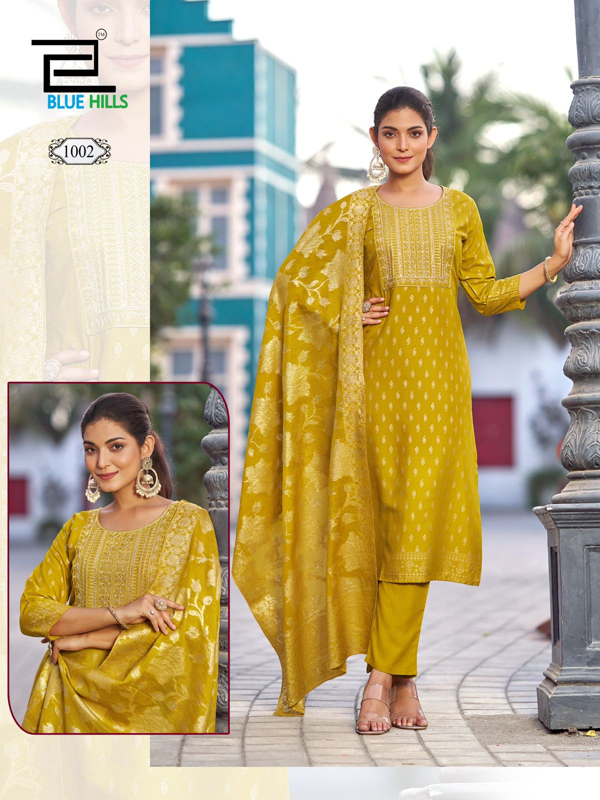 Madhuri Blue Hills Rayon 14Kg Readymade Pant Style Suits Wholesaler India