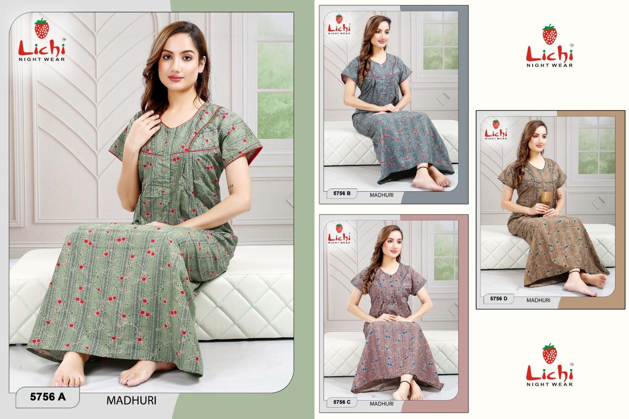 Madhuri Lichi Cotton Night Gowns Wholesale