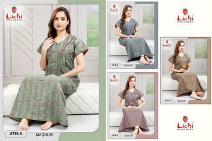 Madhuri Lichi Cotton Night Gowns Wholesale