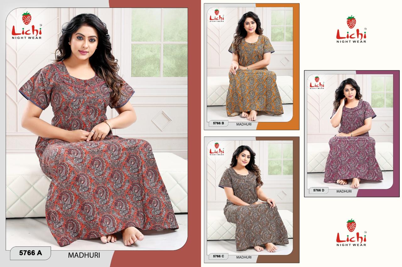 Madhuri Lichi Cotton Night Gowns Wholesale
