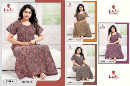 Madhuri Lichi Cotton Night Gowns Wholesale