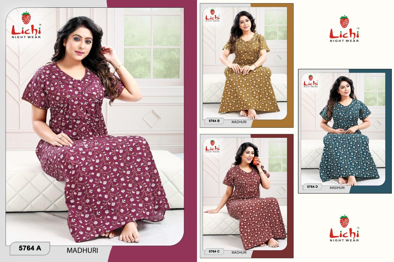 Madhuri Lichi Cotton Night Gowns Wholesale