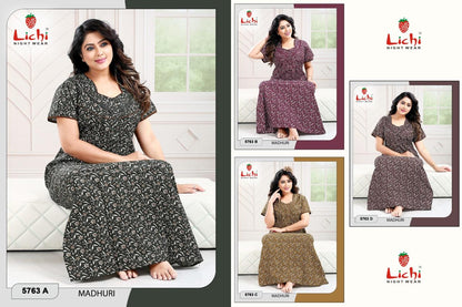 Madhuri Lichi Cotton Night Gowns Wholesale