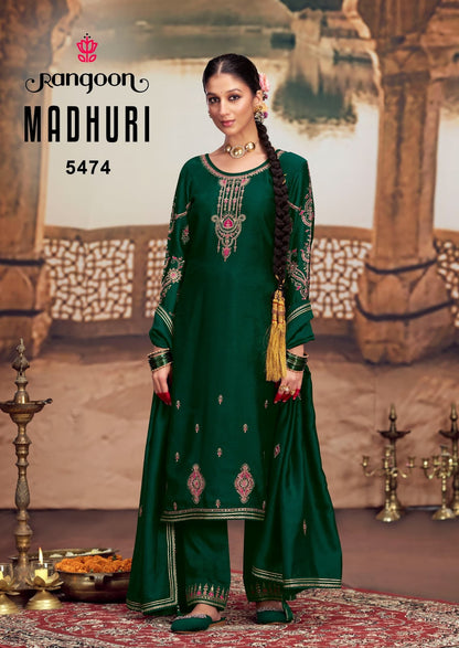 Madhuri Rangoon Silk Readymade Pant Style Suits Supplier