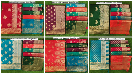 Madhuri Silk Swaroski Saroj Sarees Manufacturer Ahmedabad