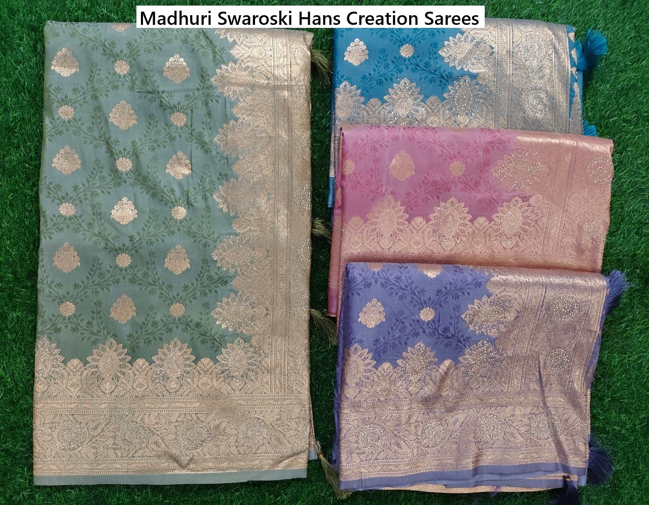 Madhuri Swaroski Hans Creation Satin Silk Sarees Wholesaler