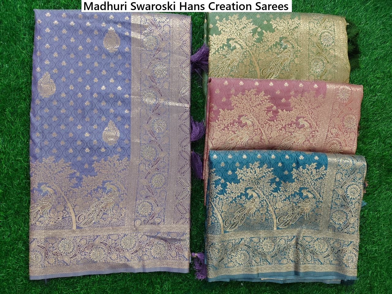 Madhuri Swaroski Hans Creation Satin Silk Sarees Wholesaler