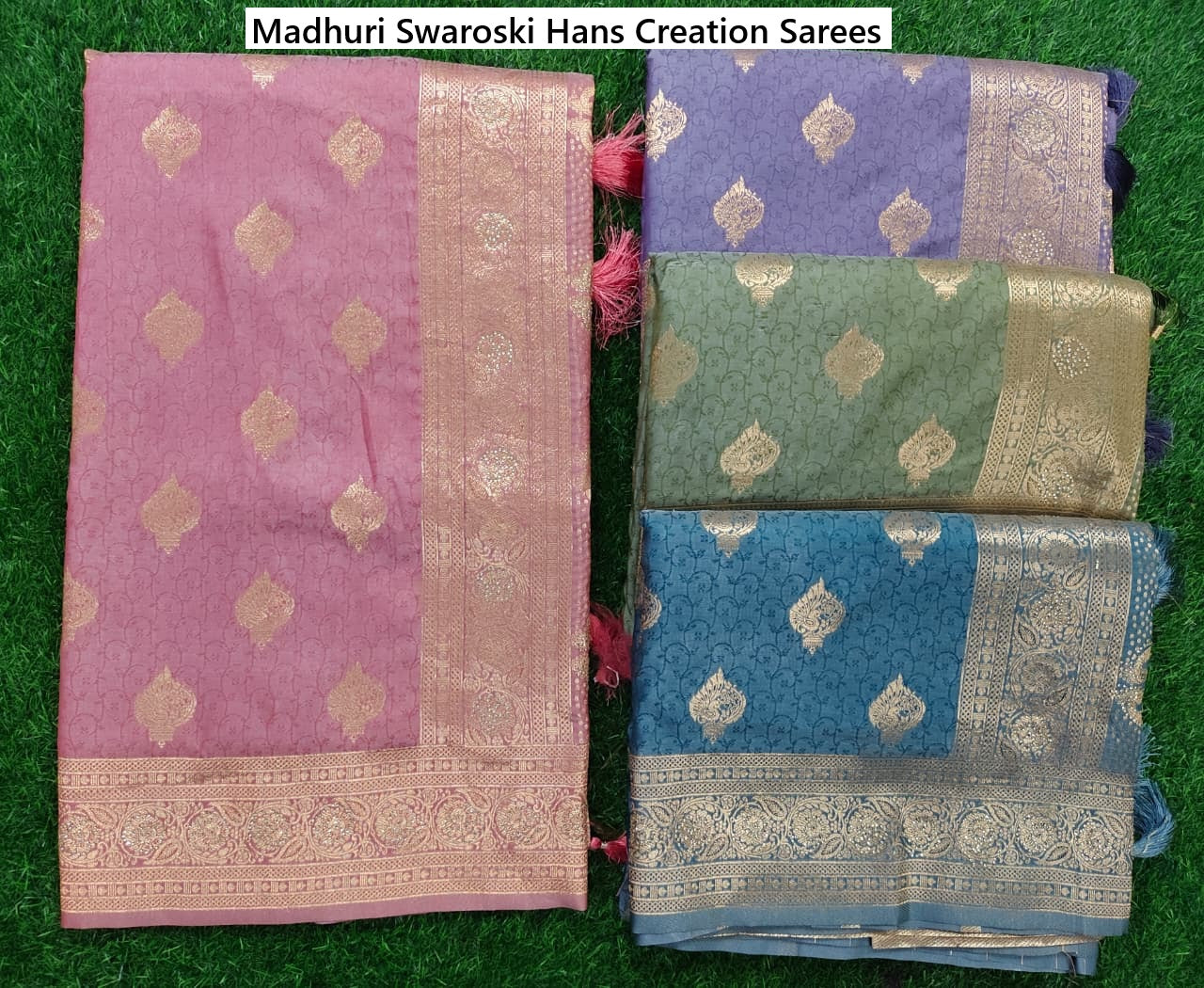 Madhuri Swaroski Hans Creation Satin Silk Sarees Wholesaler