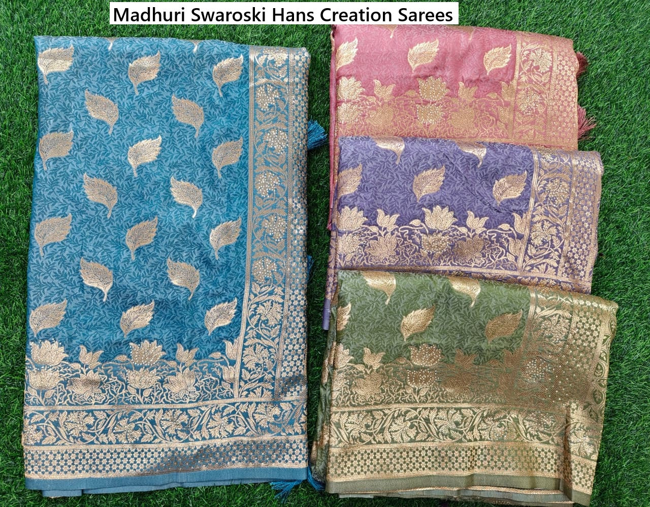Madhuri Swaroski Hans Creation Satin Silk Sarees Wholesaler