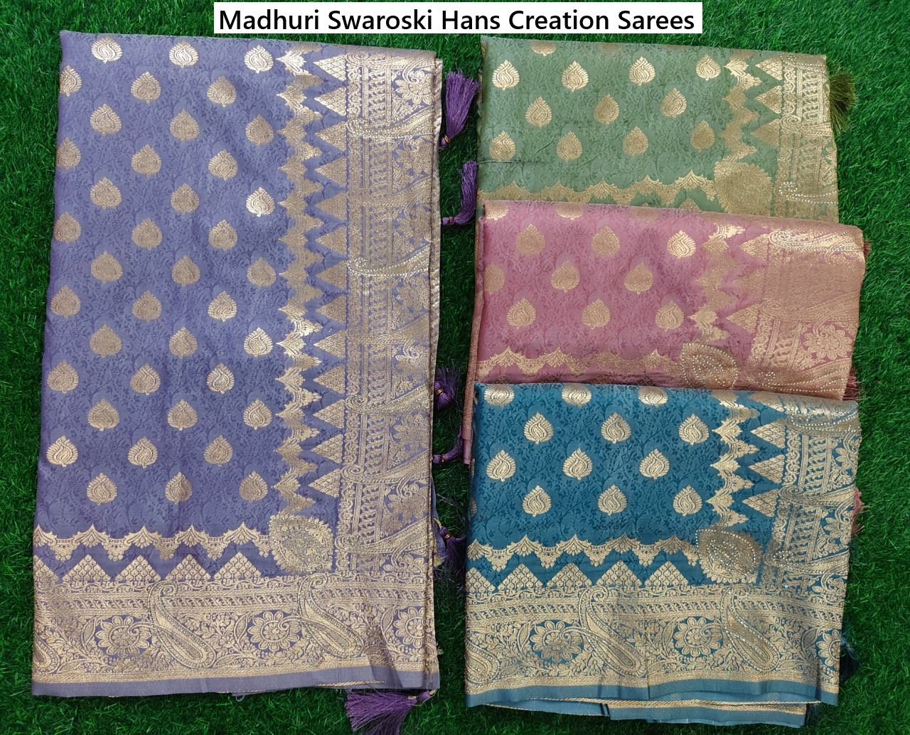 Madhuri Swaroski Hans Creation Satin Silk Sarees Wholesaler