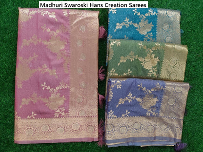 Madhuri Swaroski Hans Creation Satin Silk Sarees Wholesaler