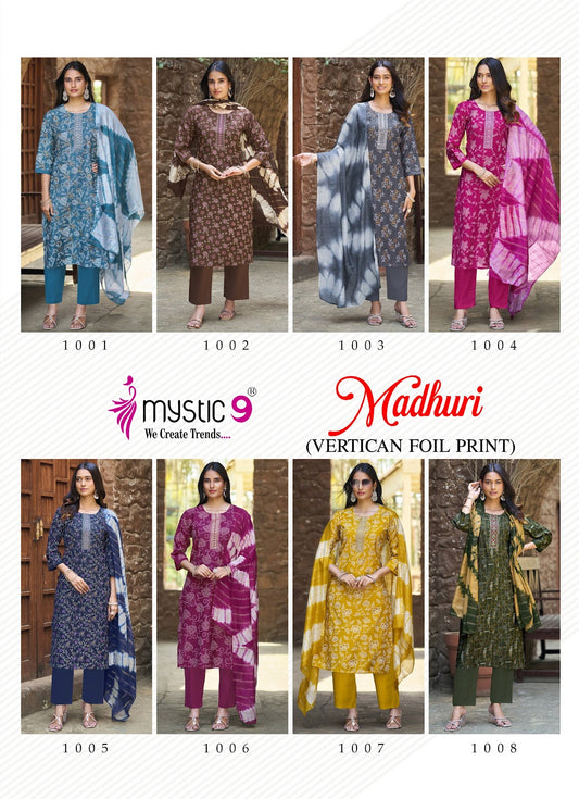 Madhuri Vol 1 Mystic 9 Vertican Readymade Pant Style Suits Manufacturer Gujarat