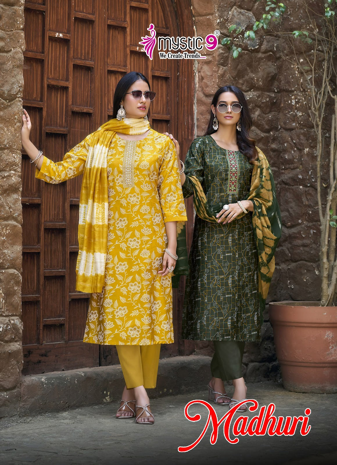 Madhuri Vol 1 Mystic 9 Vertican Readymade Pant Style Suits Manufacturer Gujarat