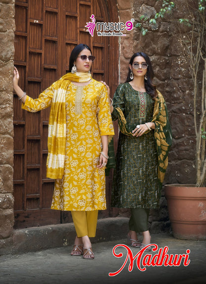 Madhuri Vol 1 Mystic 9 Vertican Readymade Pant Style Suits Manufacturer Gujarat