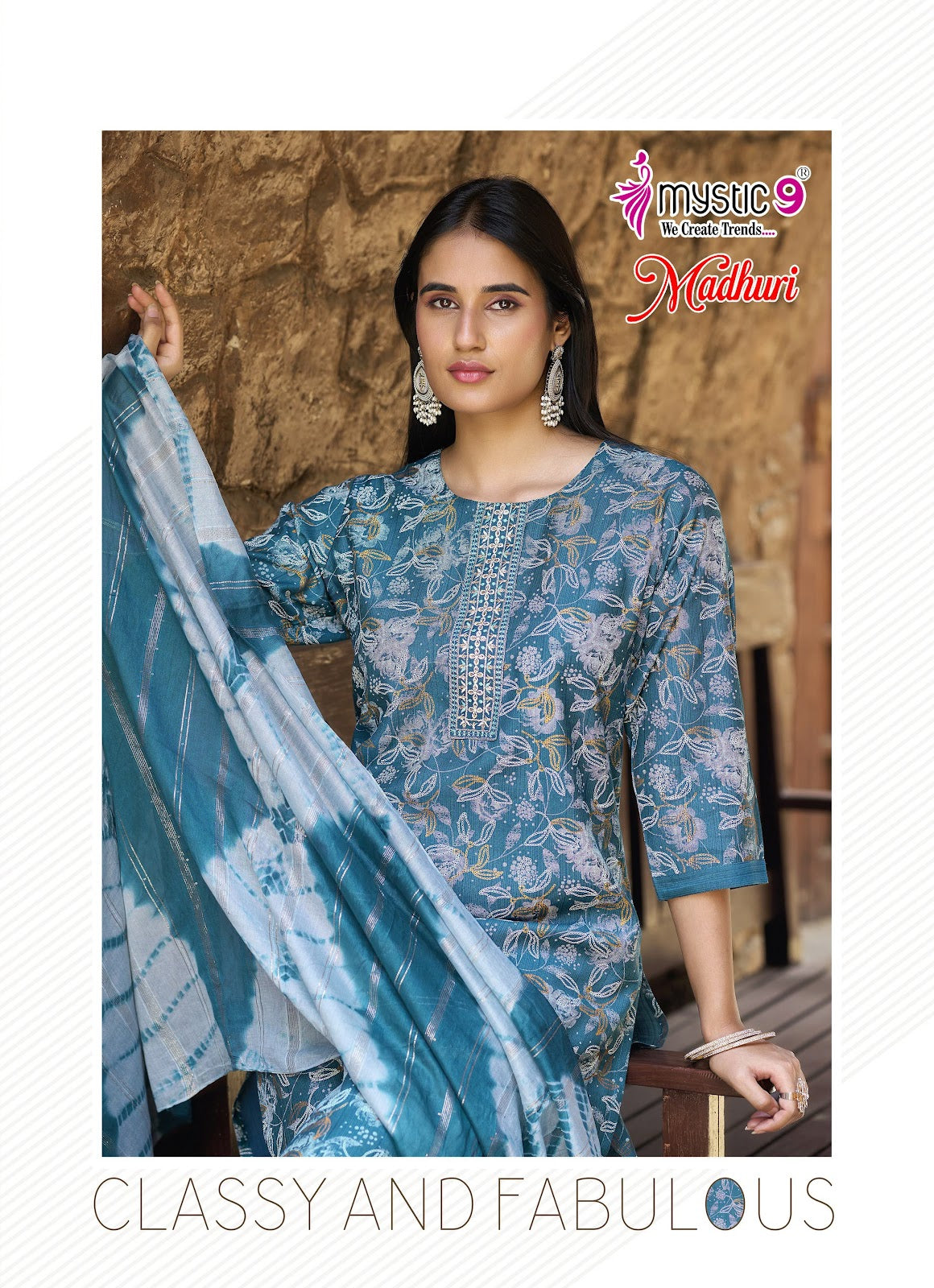 Madhuri Vol 1 Mystic 9 Vertican Readymade Pant Style Suits Manufacturer Gujarat