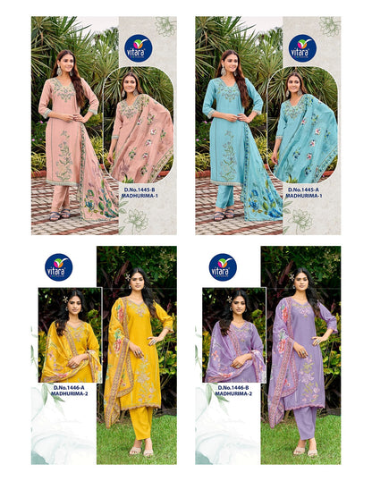 Madhurima 1-2 Vitara Vetican Silk Readymade Pant Style Suits Wholesale Price