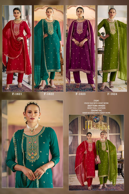 Madiha Four Dots Crush Pant Style Suits Supplier Ahmedabad