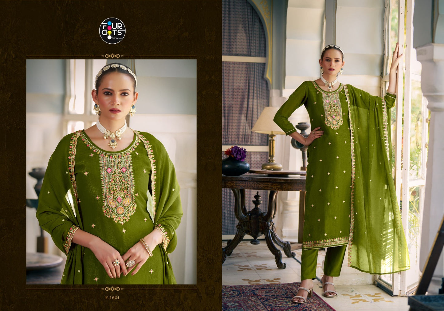 Madiha Four Dots Crush Pant Style Suits Supplier Ahmedabad