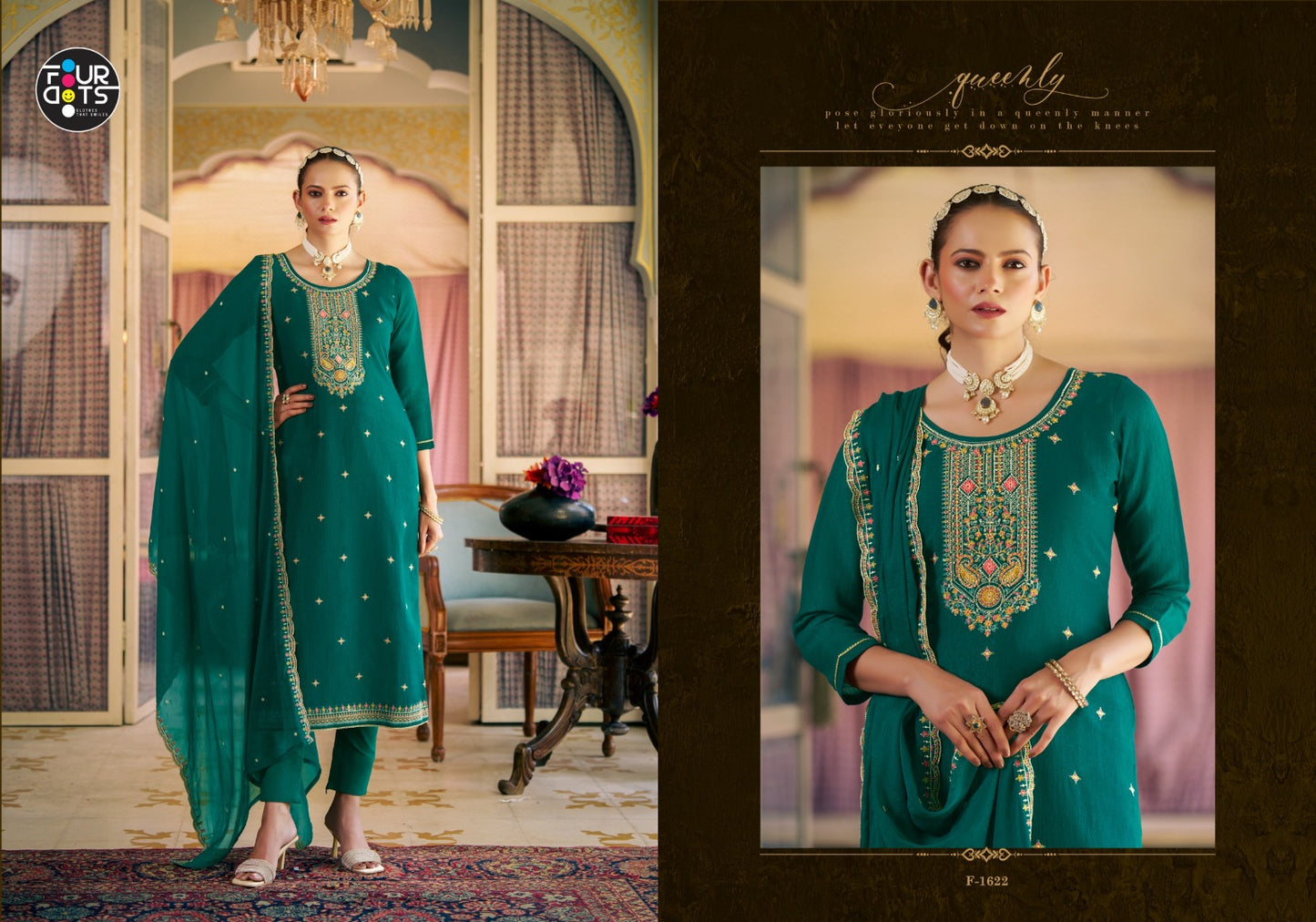 Madiha Four Dots Crush Pant Style Suits Supplier Ahmedabad