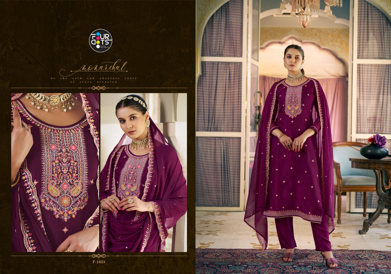 Madiha Four Dots Crush Pant Style Suits Supplier Ahmedabad