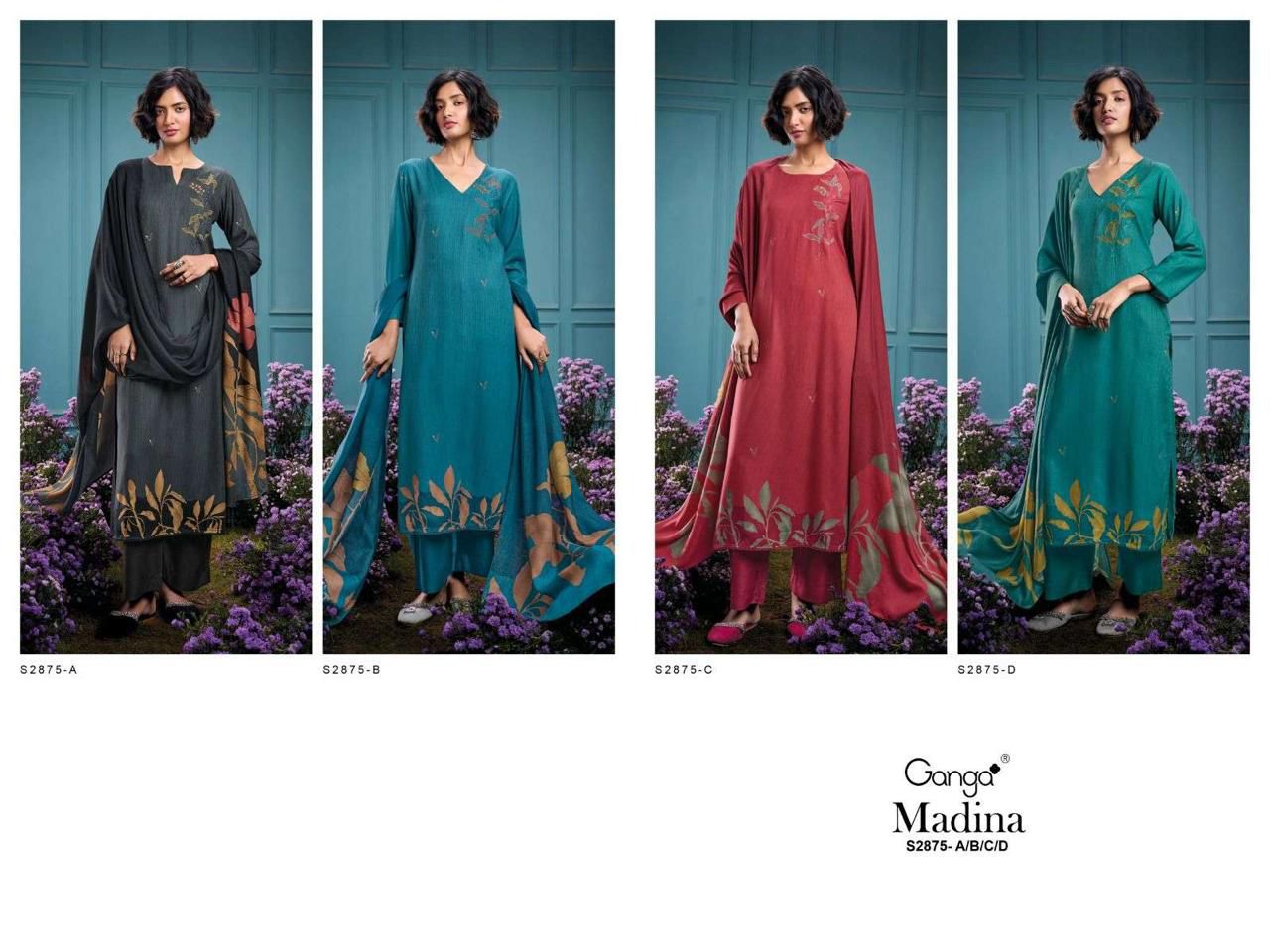 Madina 2875 Ganga Wool Pashmina Suits Wholesale Price