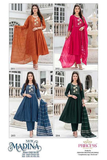 Madina Vol 2 Princess Creation Roman Silk Readymade Anarkali Suits Manufacturer Ahmedabad