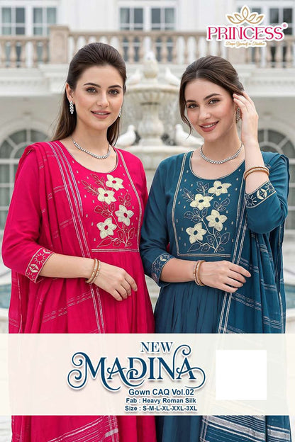 Madina Vol 2 Princess Creation Roman Silk Readymade Anarkali Suits Manufacturer Ahmedabad