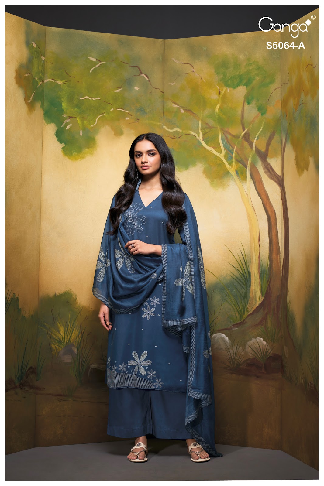 Maevina S5064 Ganga Cotton Satin Plazzo Style Suits Wholesale Price