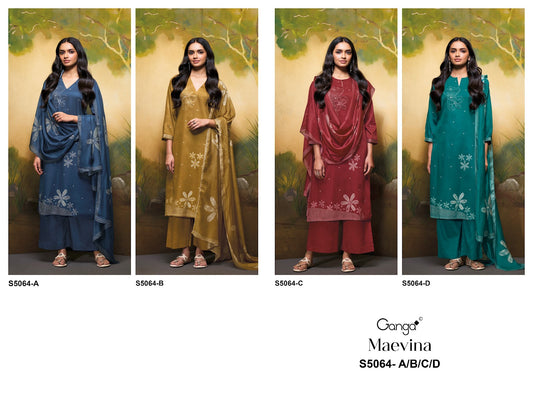 Maevina S5064 Ganga Cotton Satin Plazzo Style Suits Wholesale Price