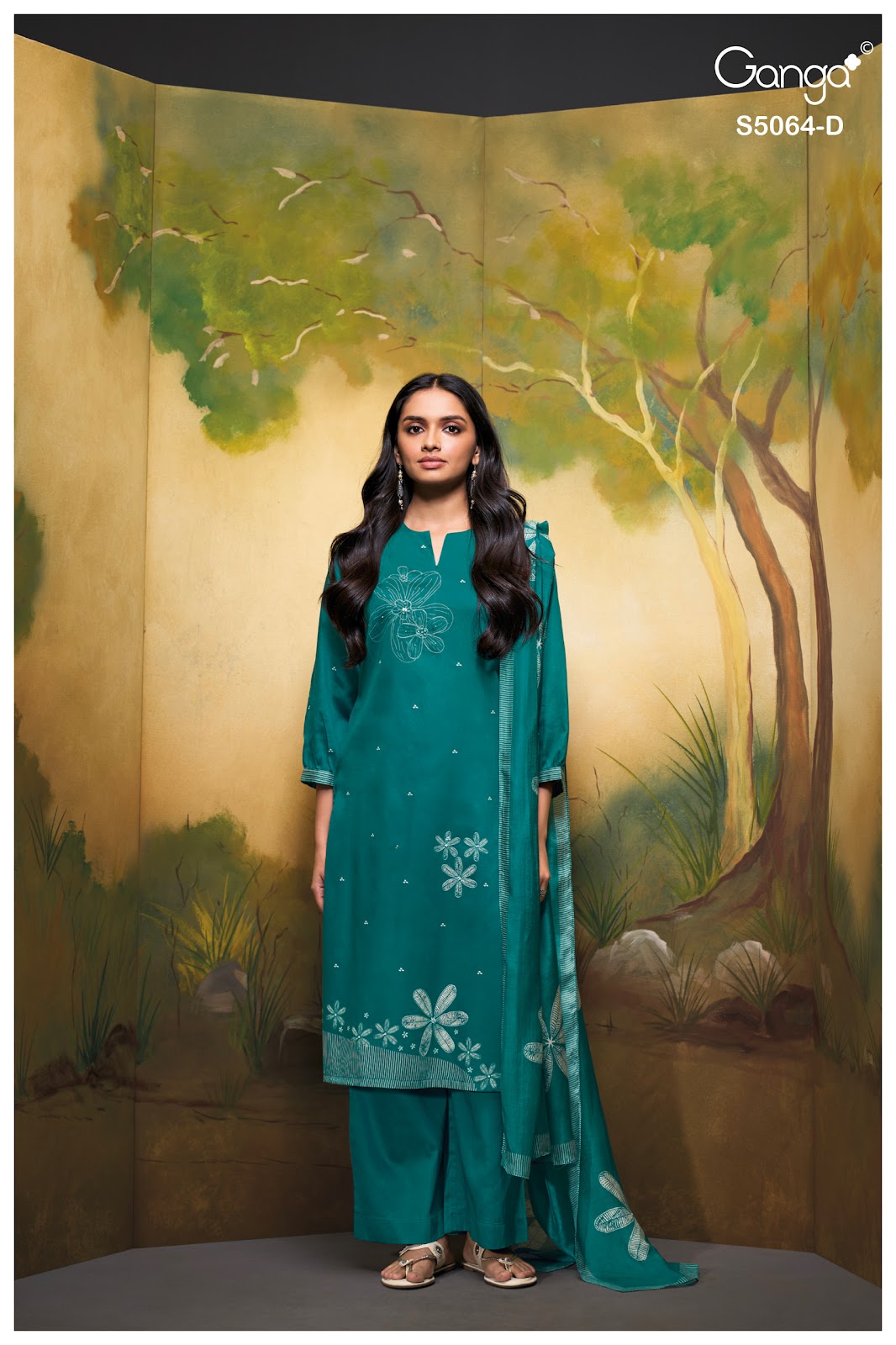 Maevina S5064 Ganga Cotton Satin Plazzo Style Suits Wholesale Price
