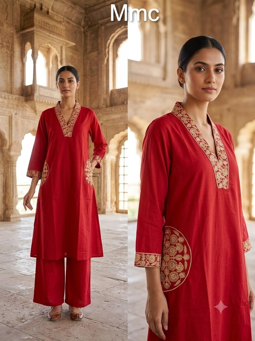 Magenta Flower Mmc Dhabu Cotton Co Ord Set Exporter