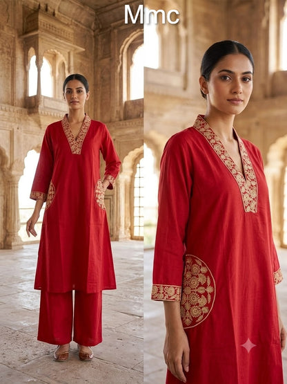 Magenta Flower Mmc Dhabu Cotton Co Ord Set Exporter