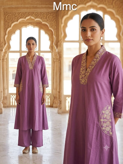 Magenta Flower Mmc Dhabu Cotton Co Ord Set Exporter