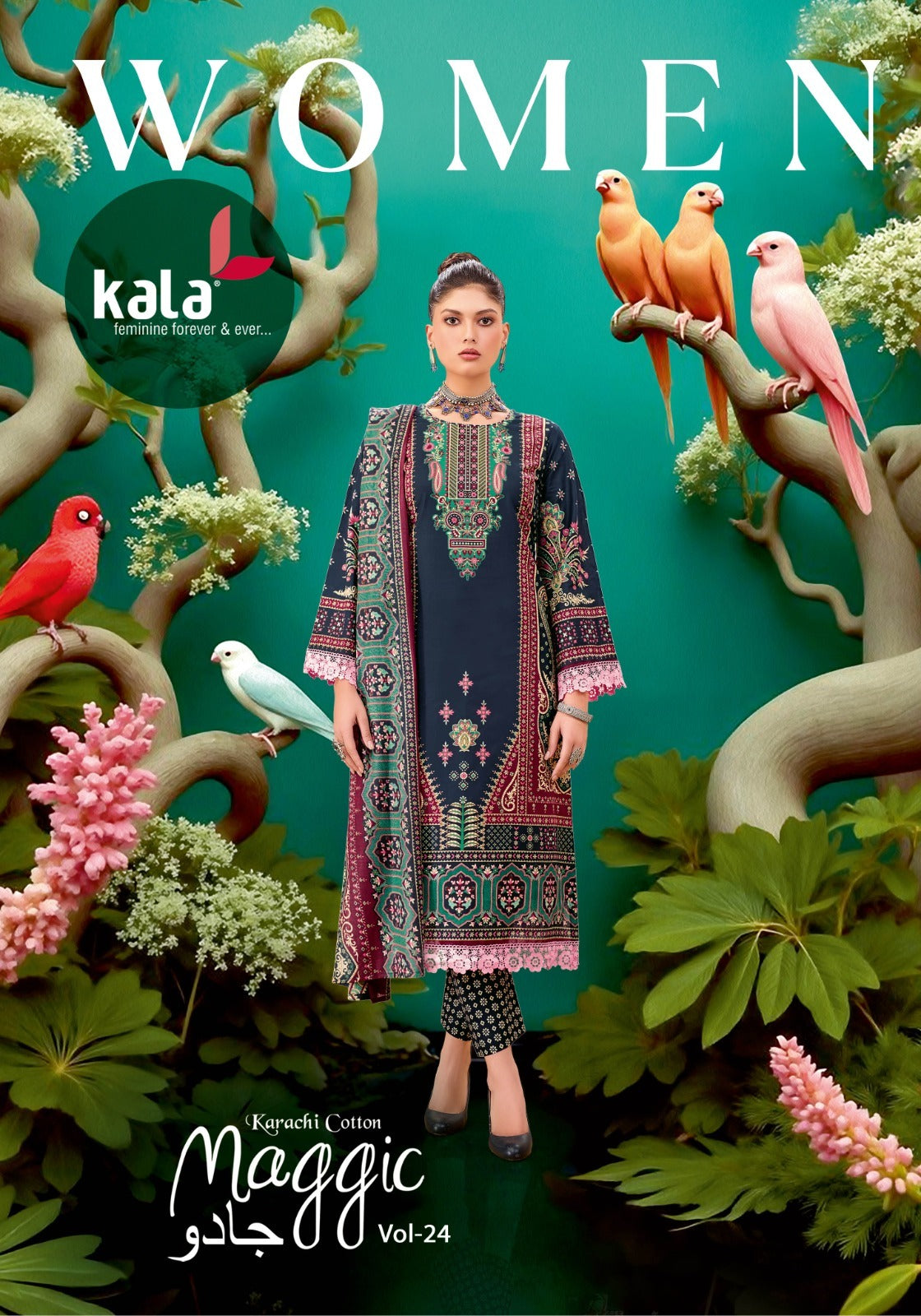 Maggic Vol 24 Kala Cotton Karachi Readymade Suits Manufacturer Gujarat