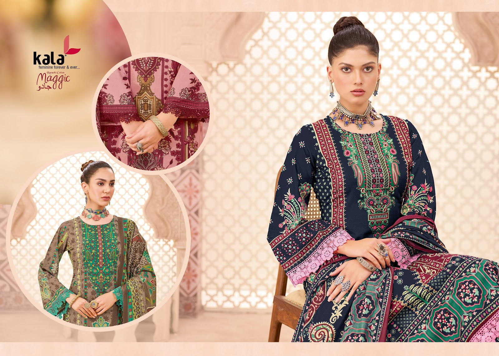 Maggic Vol 24 Kala Mix Cotton Karachi Salwar Suits Supplier
