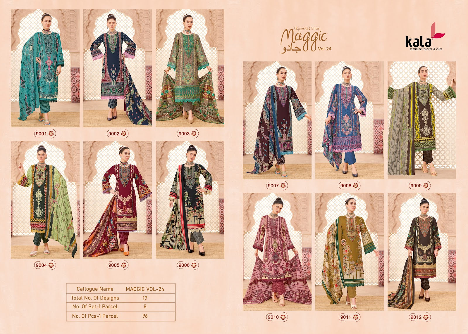 Maggic Vol 24 Kala Mix Cotton Karachi Salwar Suits Supplier