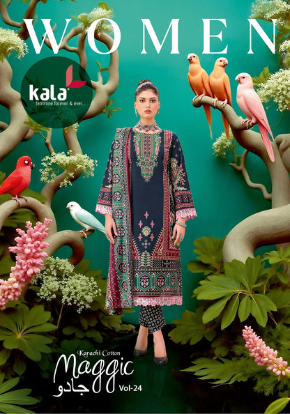 Maggic Vol 24 Kala Mix Cotton Karachi Salwar Suits Supplier