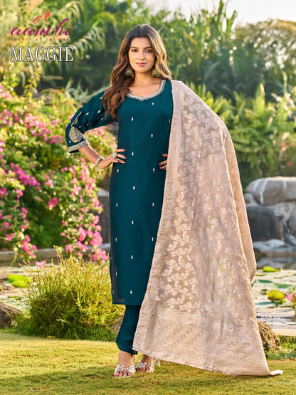 Maggie Aanchi Silk Readymade Pant Style Suits Manufacturer