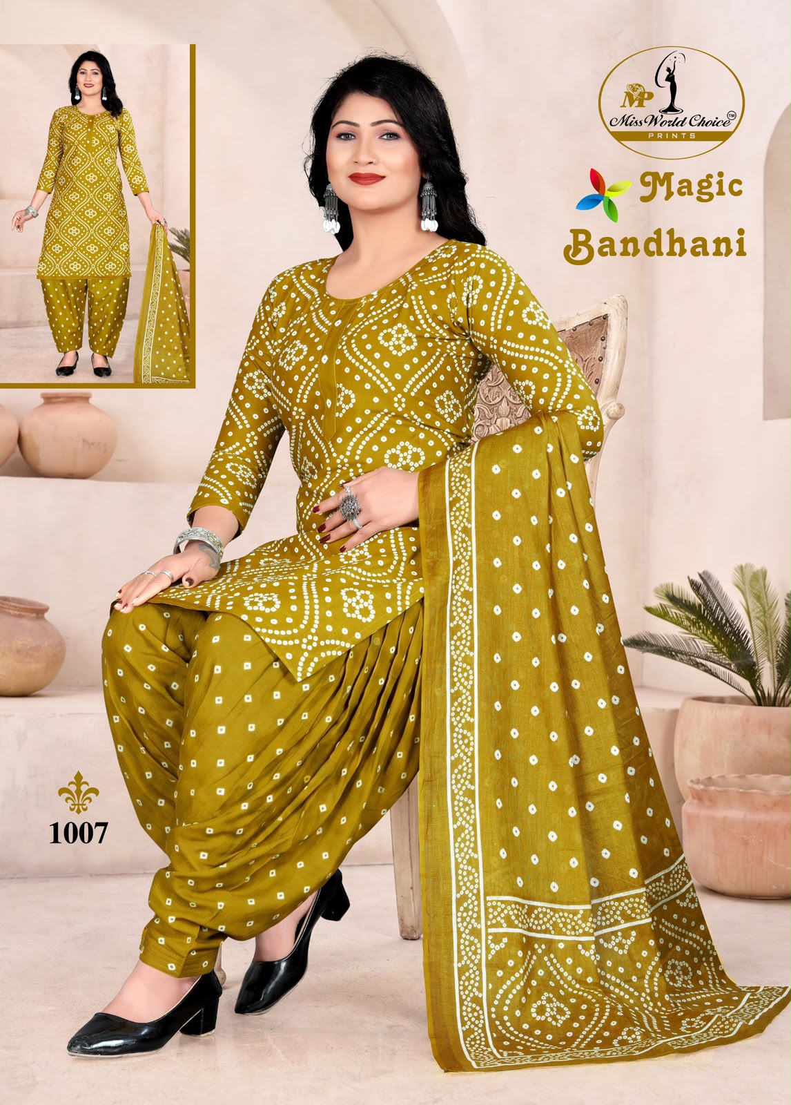 Magic Bandhani Vol 1 Miss World Choice Readymade Cotton Patiyala Suits Wholesaler