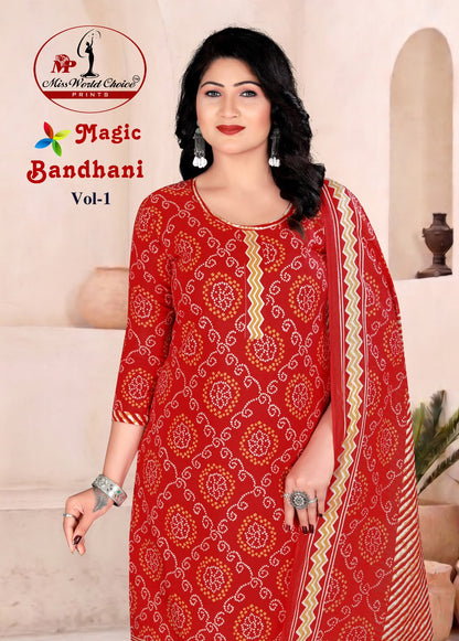 Magic Bandhani Vol 1 Miss World Choice Readymade Cotton Patiyala Suits Wholesaler