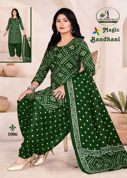 Magic Bandhani Vol 1 Miss World Choice Readymade Cotton Patiyala Suits Wholesaler