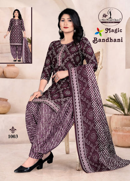 Magic Bandhani Vol 1 Miss World Choice Readymade Cotton Patiyala Suits Wholesaler