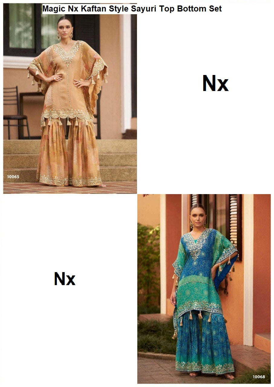 Magic Nx Kaftan Style Sayuri Viscose Jacquard Top Bottom Set Wholesaler India