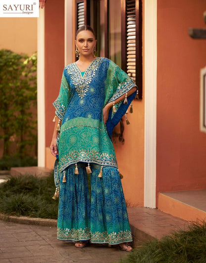 Magic Nx Kaftan Style Sayuri Viscose Jacquard Top Bottom Set Wholesaler India