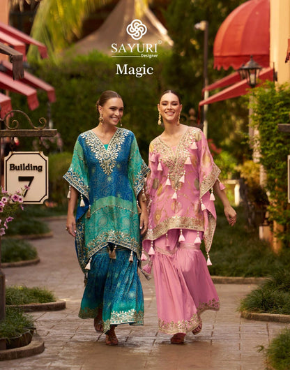 Magic Nx Kaftan Style Sayuri Viscose Jacquard Top Bottom Set Wholesaler India