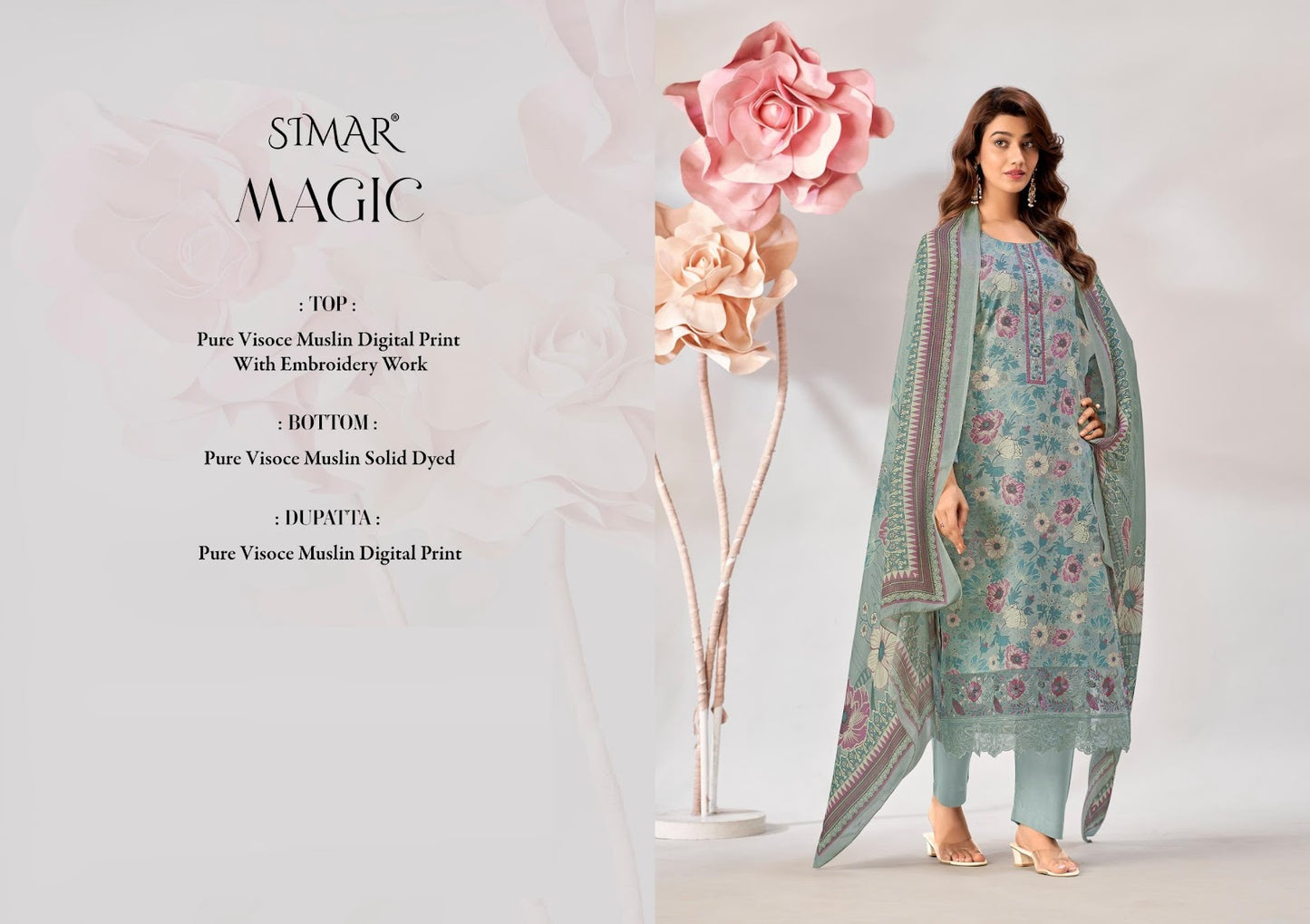 Magic Simar Viscose Muslin Pant Style Suits Exporter Gujarat