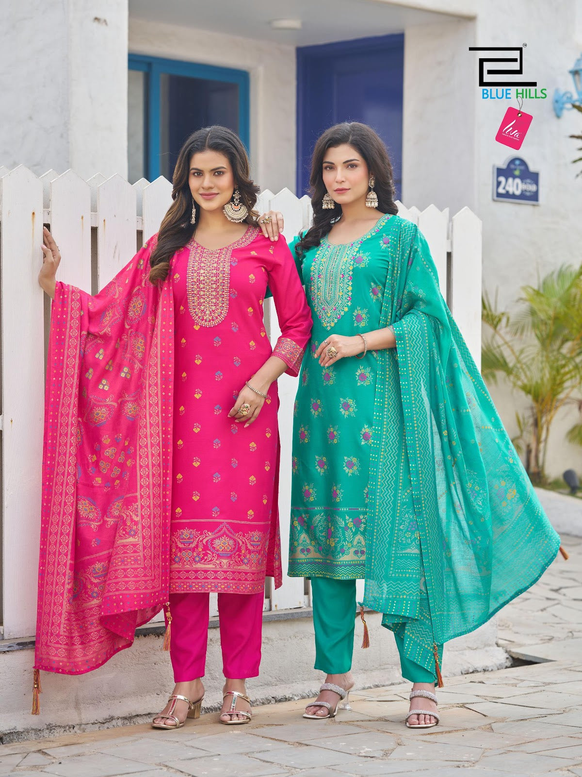 Magical Blue Hills Rayon Readymade Pant Style Suits Supplier Ahmedabad