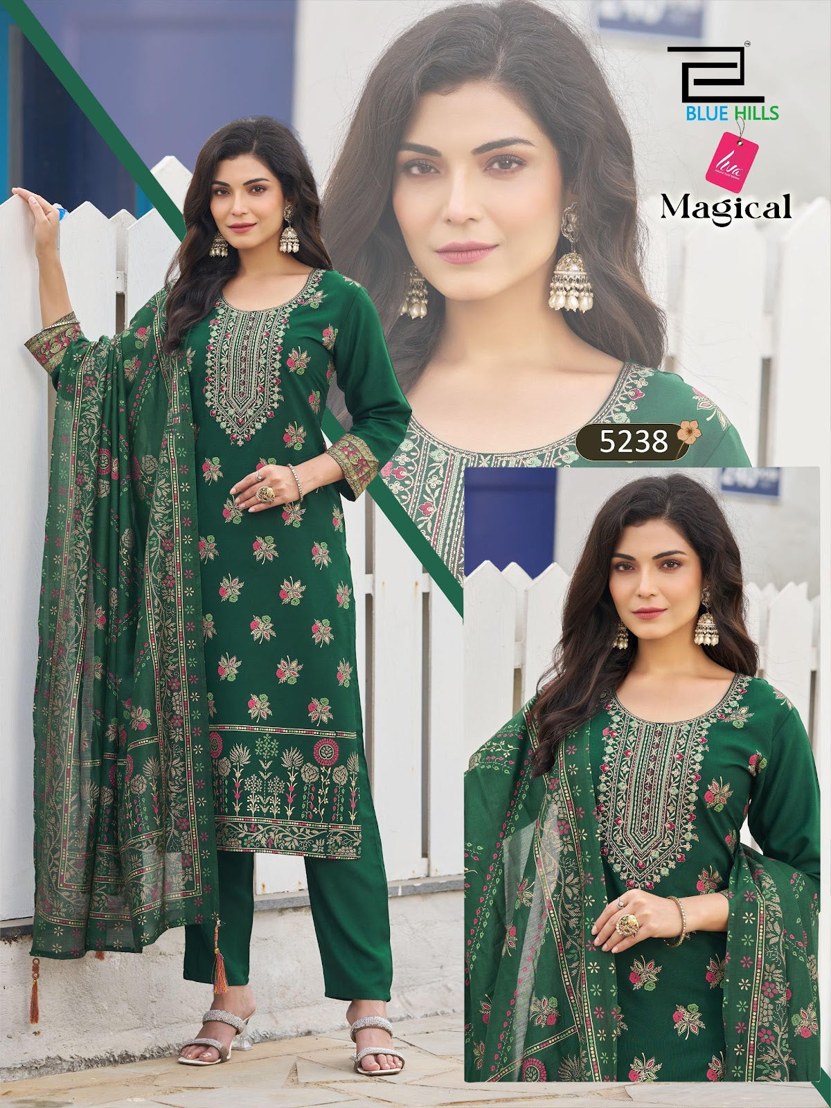 Magical Blue Hills Rayon Readymade Pant Style Suits Supplier Ahmedabad